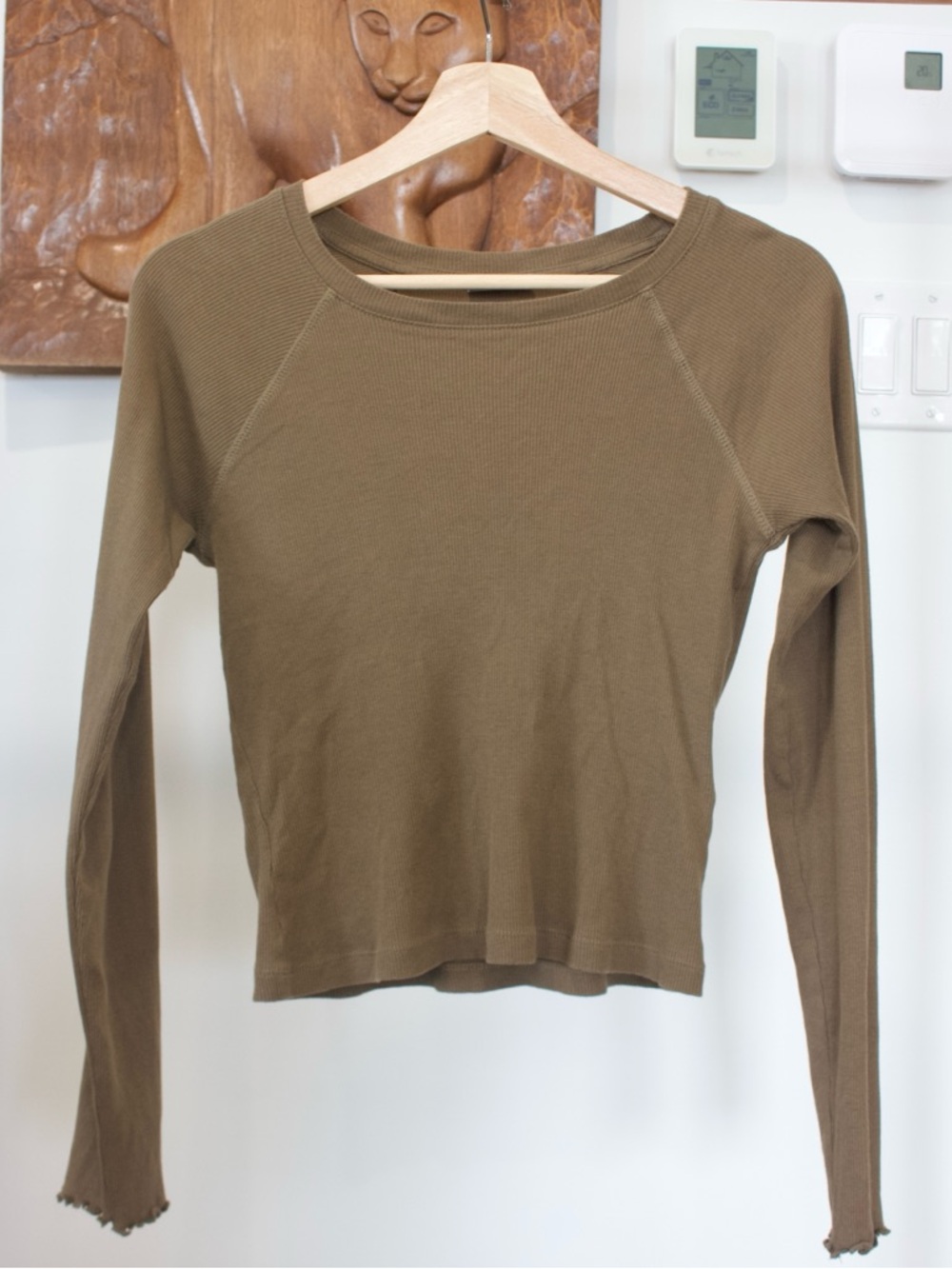 Noisy May | Ribbed crop top with lettuce trim long sleeves